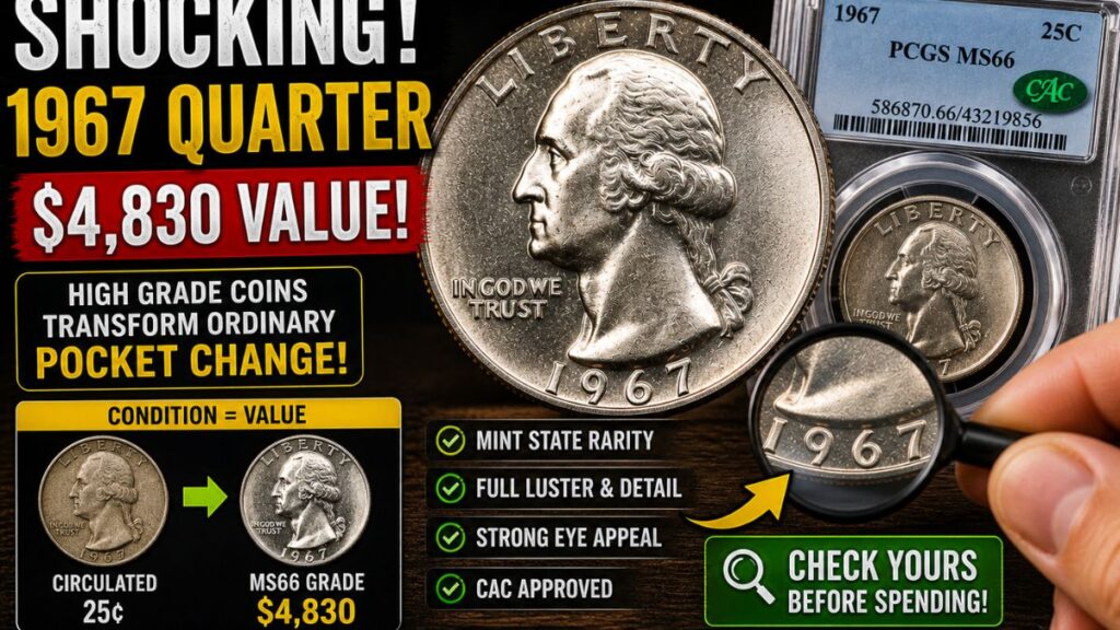 Shocking 1967 Quarter: Massive $4,830 Condition Rarity Reveals How High-Grade Coins Can Transform Ordinary Pocket Change