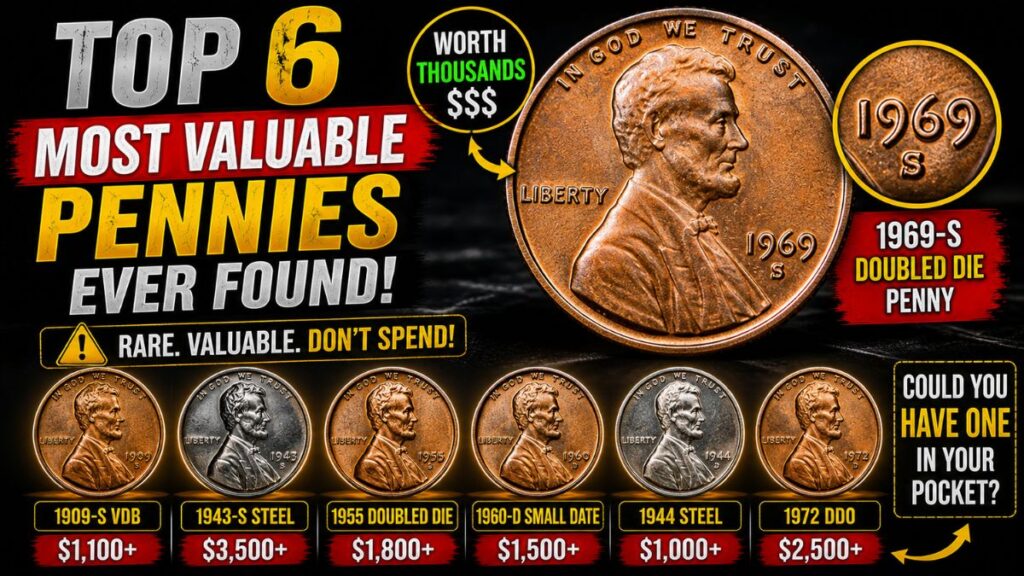 TOP 6 Most Valuable Pennies Ever Found: 1969-S Doubled Die Penny and Five Other Lincoln Cent Rarities You Should Never Spend