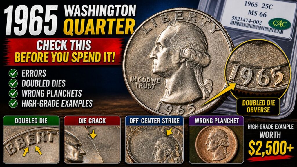 1965 Washington Quarter: Check This Before You Spend It! Errors, Doubled Dies, Wrong Planchets, and High-Grade Examples Worth Watching