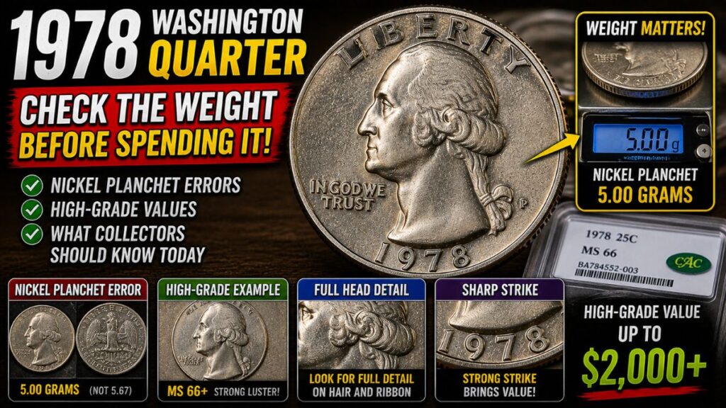 1978 Washington Quarter: Check the Weight Before Spending It! Nickel Planchet Errors, High-Grade Values, and What Collectors Should Know Today