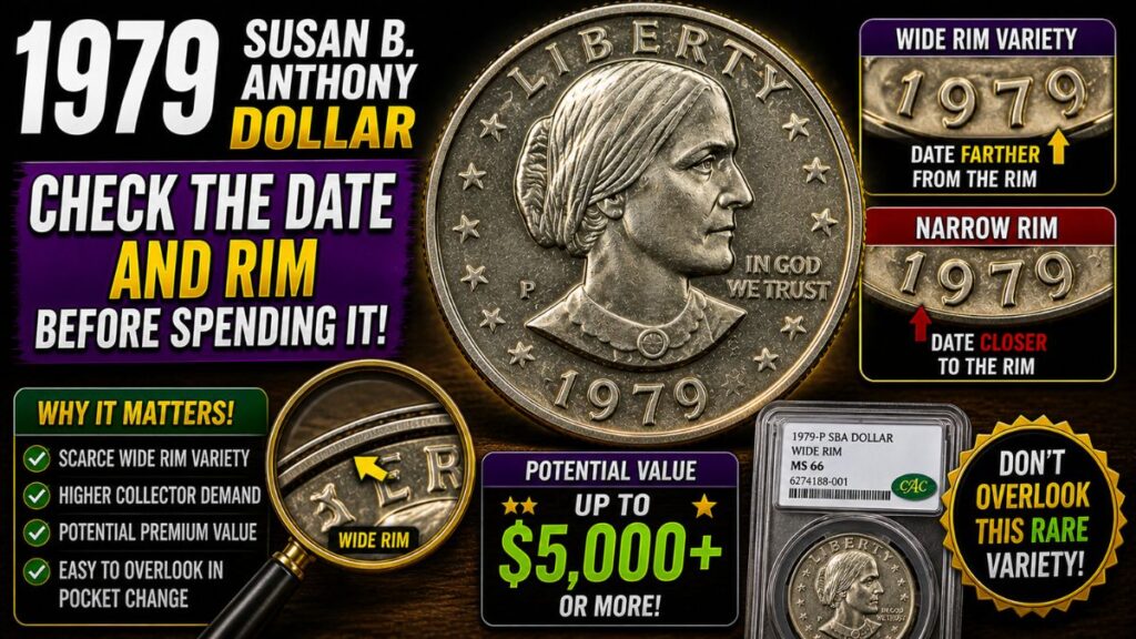 1979 Susan B. Anthony Dollar: Check the Date and Rim Before Spending It! Discover the Scarce Wide Rim Variety and Its Potential Value