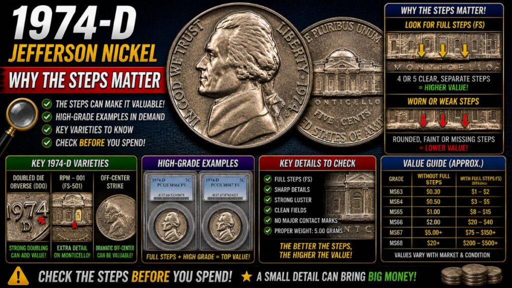 1974-D Jefferson Nickel: Why the Steps Matter