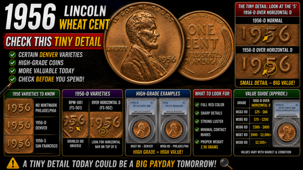 1956 Lincoln Wheat Cent: Check This Tiny Detail That Could Make Certain Denver Varieties and High-Grade Coins More Valuable Today