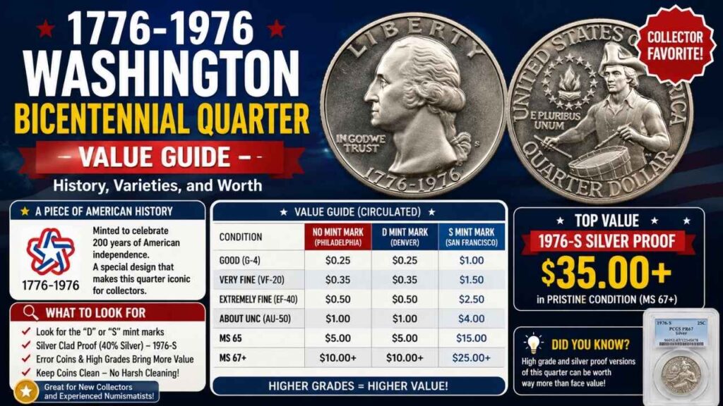 1776-1976 Washington Bicentennial Quarter Value Guide – Rare Collectible United States Coin History