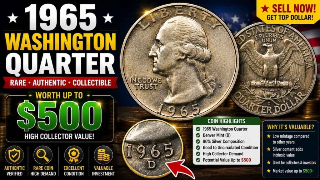 1965 Washington Quarter Rare Authentic Collectible – Sell United States Coin Worth $500 Value