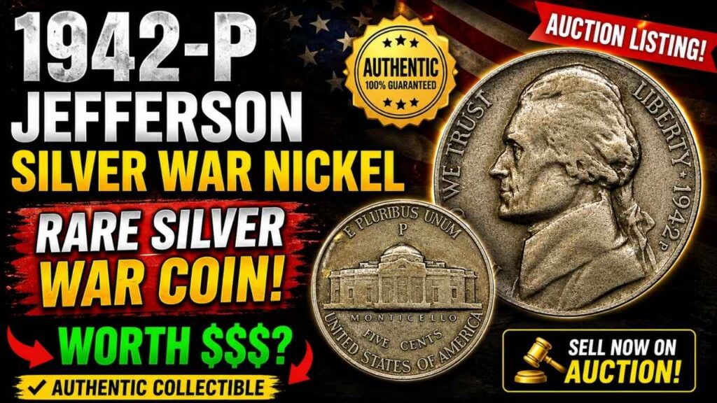1942-P Jefferson Silver War Nickel Rare Authentic Collectible – Sell United States Coin Auction Listing