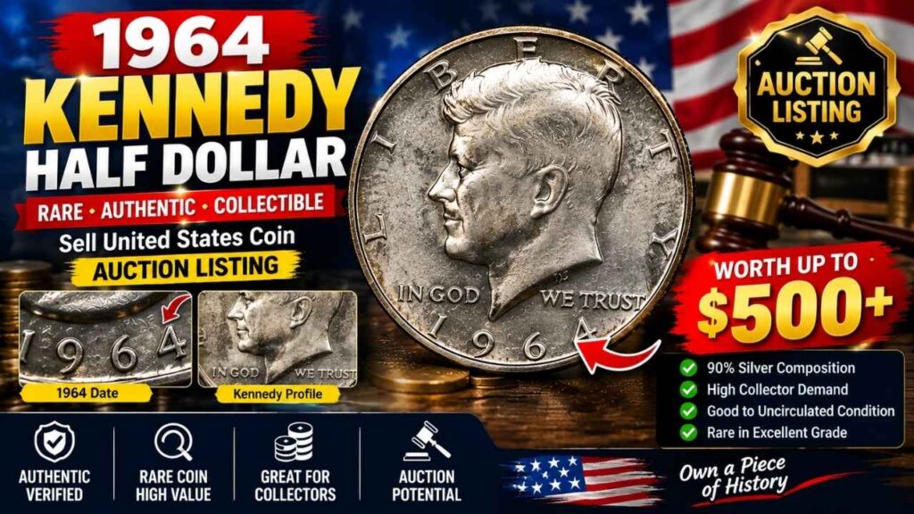 1964 Kennedy Half Dollar Rare Authentic Collectible – Sell United States Coin Auction Listing
