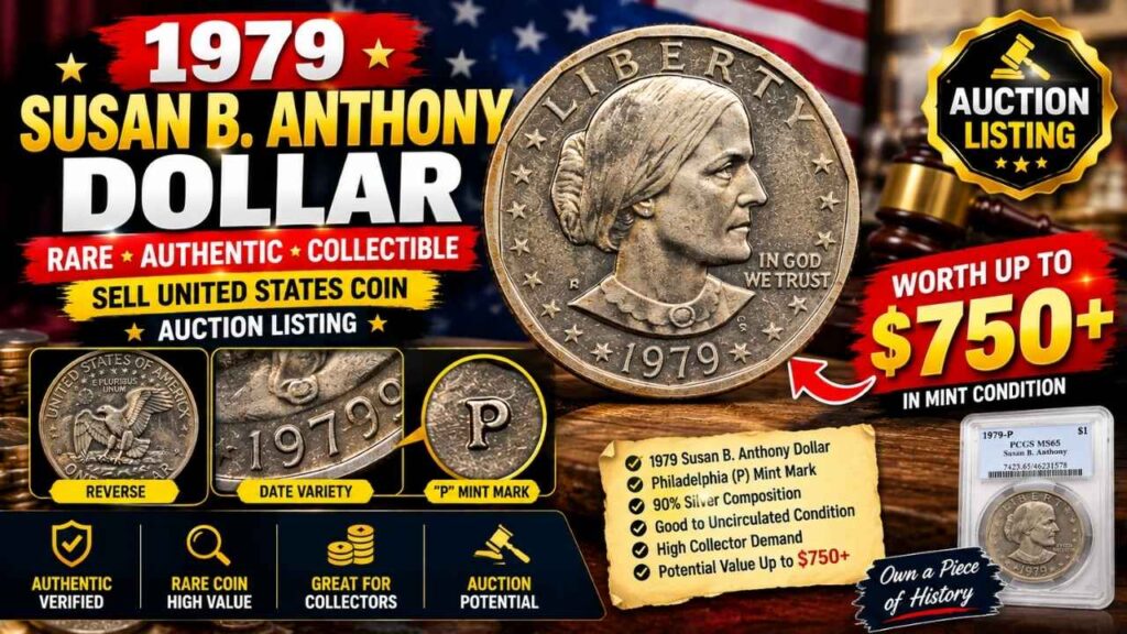 1979 Susan B. Anthony Dollar Rare Authentic Collectible – Sell United States Coin Auction Listing