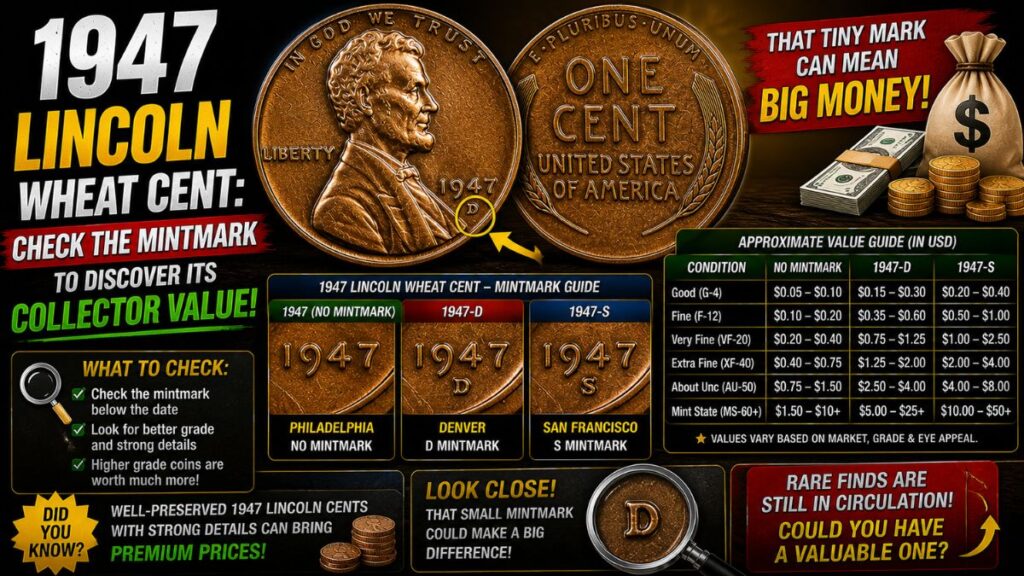 1947 Lincoln Wheat Cent: Check the Mintmark to Discover Its Collector Value