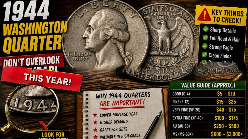 1944 Washington Quarter: This Silver Coin Could Be Worth More! What Collectors Look For