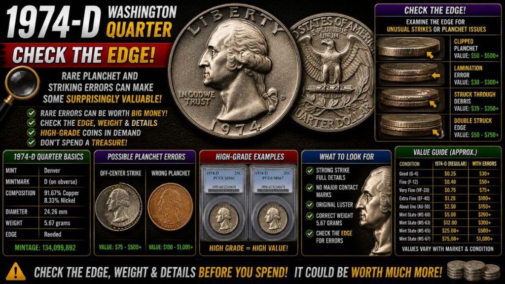 1974-D Washington Quarter: Check the Edge! Rare Planchet and Striking Errors Can Make Some Surprisingly Valuable
