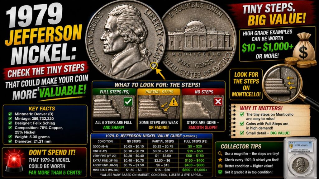 1979 Jefferson Nickel: Check the Tiny Steps That Could Make Your Coin More Valuable