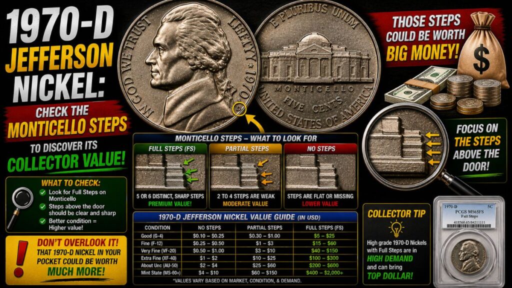 1970-D Jefferson Nickel: Check the Monticello Steps to Discover Its Collector Value