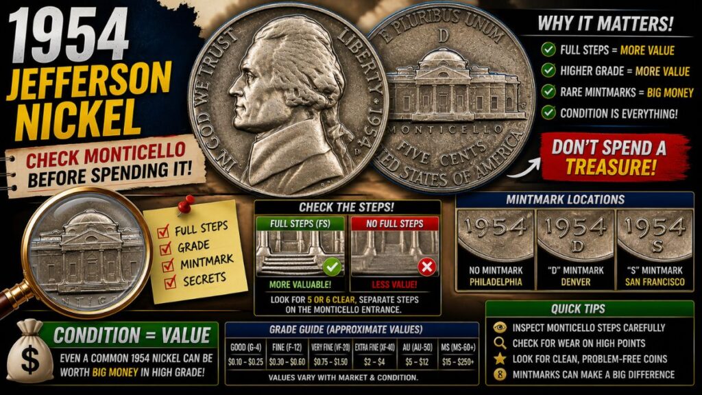 1954 Jefferson Nickel: Check Monticello Before Spending It—Full Steps, Grade, and Mintmark Secrets